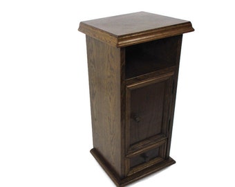 Bedside End Table Cabinet Nightstand Wood Oak hall Telephone Table Hallway Furniture on wheels