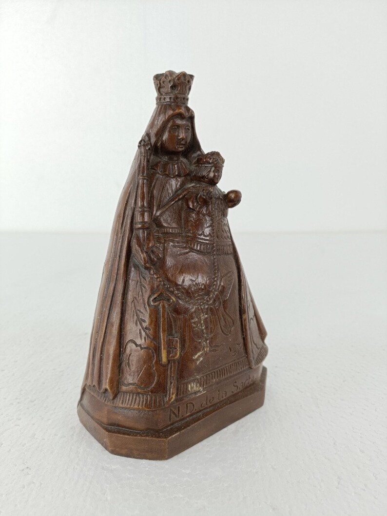 Black Madonna De La Sarte Virgin Mary Notre Dame Resin Polychrome Rare ...