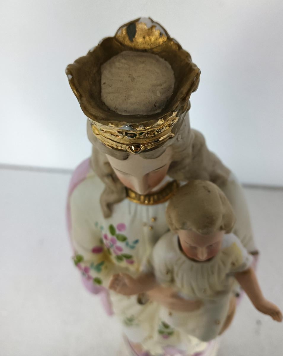 Antique Porcelain Bisque Statue Virgin Mary Our Lady Madonna With ...