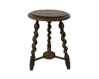 Mesa auxiliar de vino de madera Barley Twist con pedestal de dos niveles, soporte para bonsáis y plantas, estilo rústico vintage