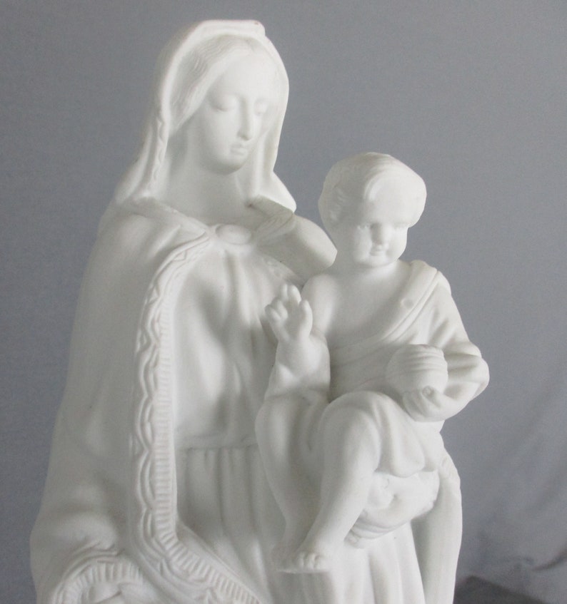Large French Antique 1900 Bisque Statue Virgin Mary Our Lady With ...