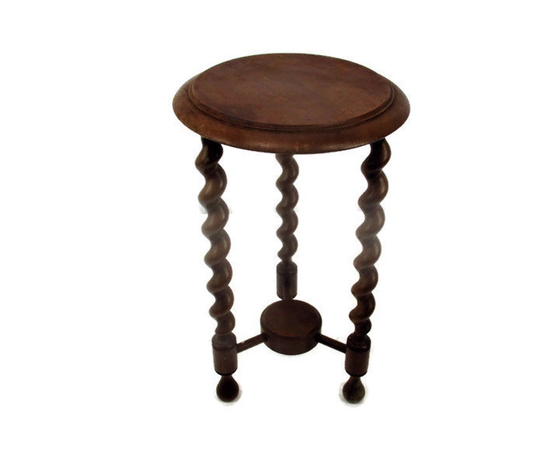 Barley Twist Wooden Tripod Side Display Bonsai Flower Table Pedestal Plant Stand 20.47