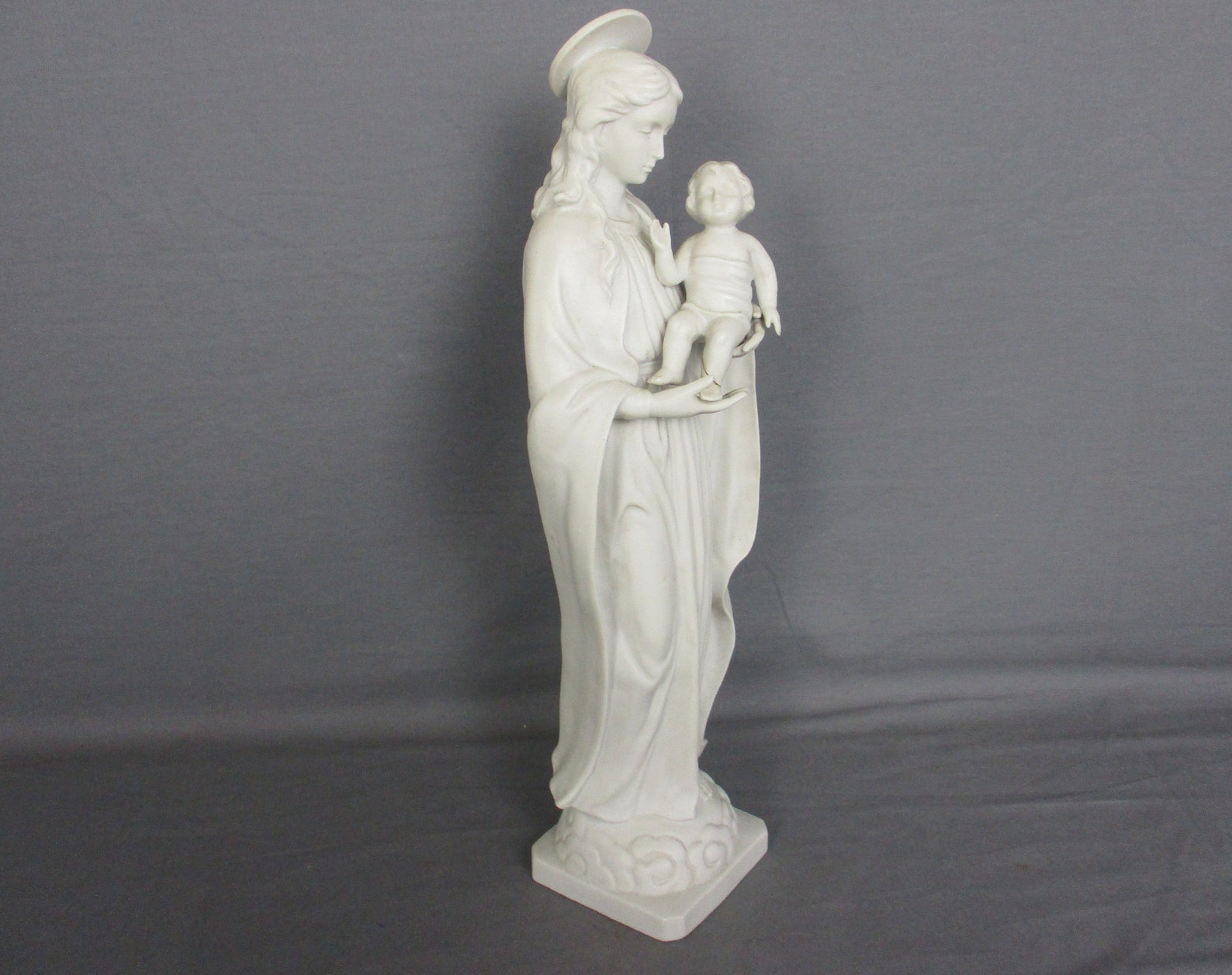 French Antique 1900 Bisque Statue Virgin Mary Our Lady Madonna Infant ...