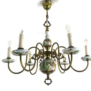 Capodimonte-Style Chandelier 6 arm Italian Porcelain Gorgeous Porcelain Flowers