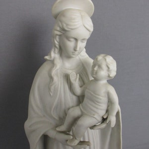 French Antique 1900 Bisque Statue Virgin Mary Our Lady Madonna Infant ...