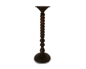 Hand Carved Wooden Barley Twist Pedestal Display Side Table Plant Stand Barn Country style  37.79"
