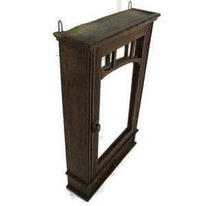 Kitchen Medicine Apothecary Bathroom Cabinet Glass Ornate Carved Wood Vintage