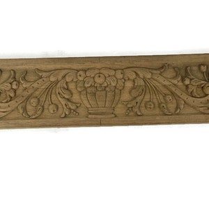 Antique French hand Carved Wooden Door Panel Pediment Reclaimed Architectural Flower Basket Large