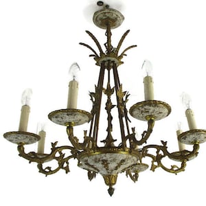 Lustre Renaissance à 8 lampes, style Empire, bronze doré, cuivre doré, magnifique