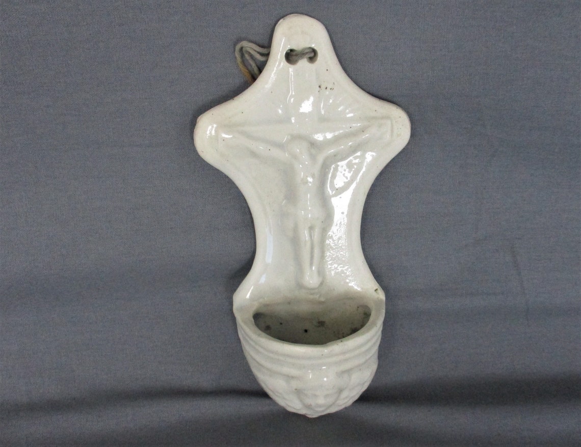 Antikes weißes Weihwasser Schriftgefäß Christus Porzellan | Etsy