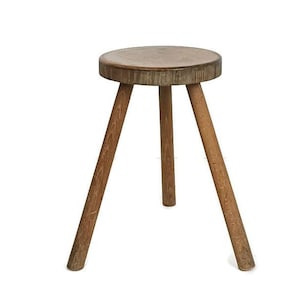 Milking Stool Pedestal Plant stand Side table  Carved Wood farmhouse antique