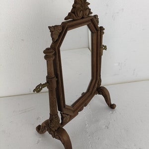 Rococo Ornate Carved Wood Standing Adjustable Swivel Make up Vanity ...
