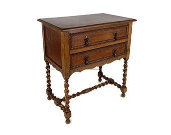Barley Twist Sewing Quilting Cabinet Desk Table Edwardian gorgeous Antique WOW