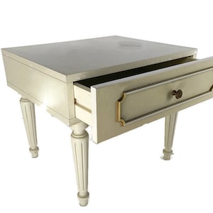 Vintage Night stand Nightstand End Table Cabinet French Provincial style white