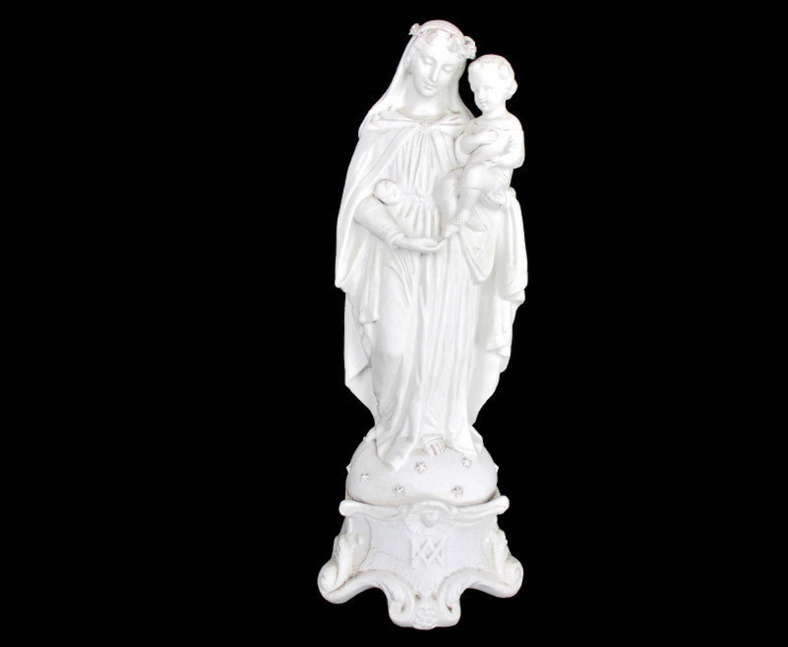 Large French Antique 1900 Bisque Statue Virgin Mary Our Lady Madonna ...
