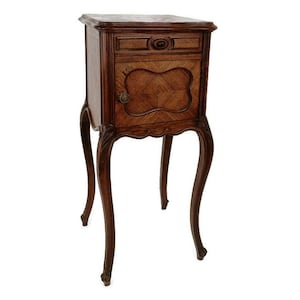 Cabinet Side table Nightstand Queen Anne Style Art Deco Wood Marble Top Antique