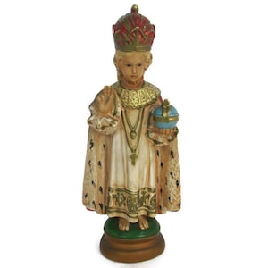 Statue Infant of Prague Infant Jesus Santo Nino Plaster Collector 30s 14.37&quot;