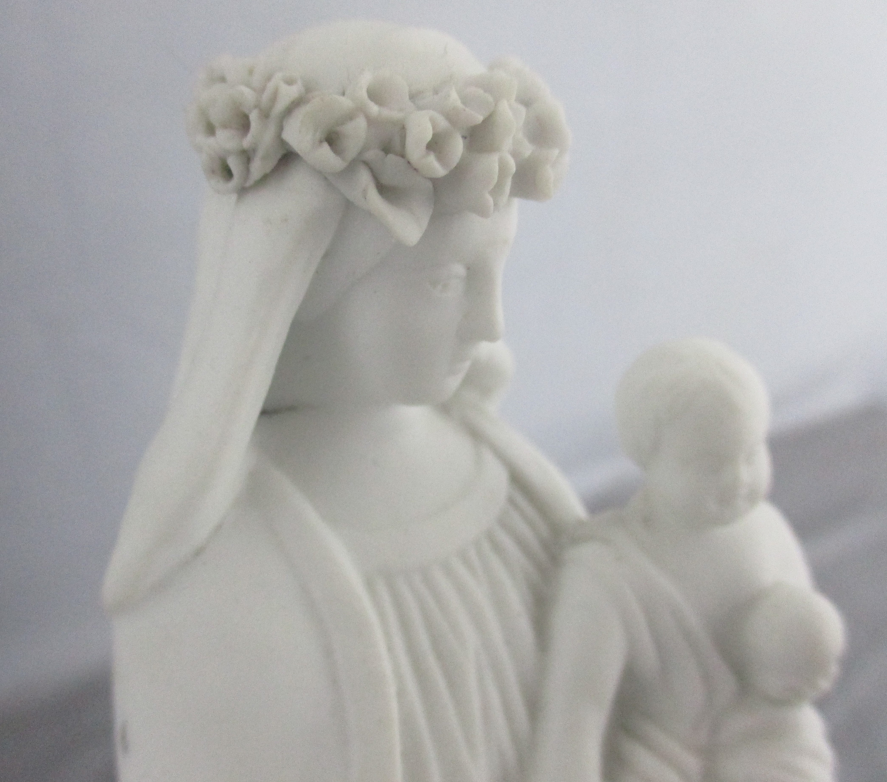 Antique Bisque Porcelain Statue Virgin Our Lady Mary Madonna With ...
