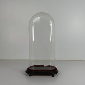 Antike viktorianische ovale mundgeblasene Glaskugel-Kuppel-Puppenuhr 55 cm H 26 cm W 6 cm