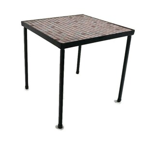 Table d'appoint pied en fer forgé carreaux de céramique mosaïque rose petite belle vintage