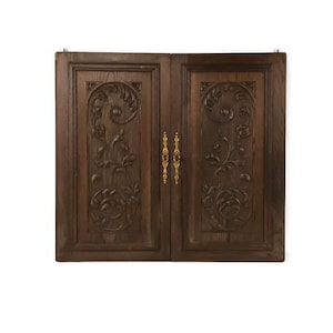 antique pair door panels doors cabinet carved wood reclaimed architectural salvaged
