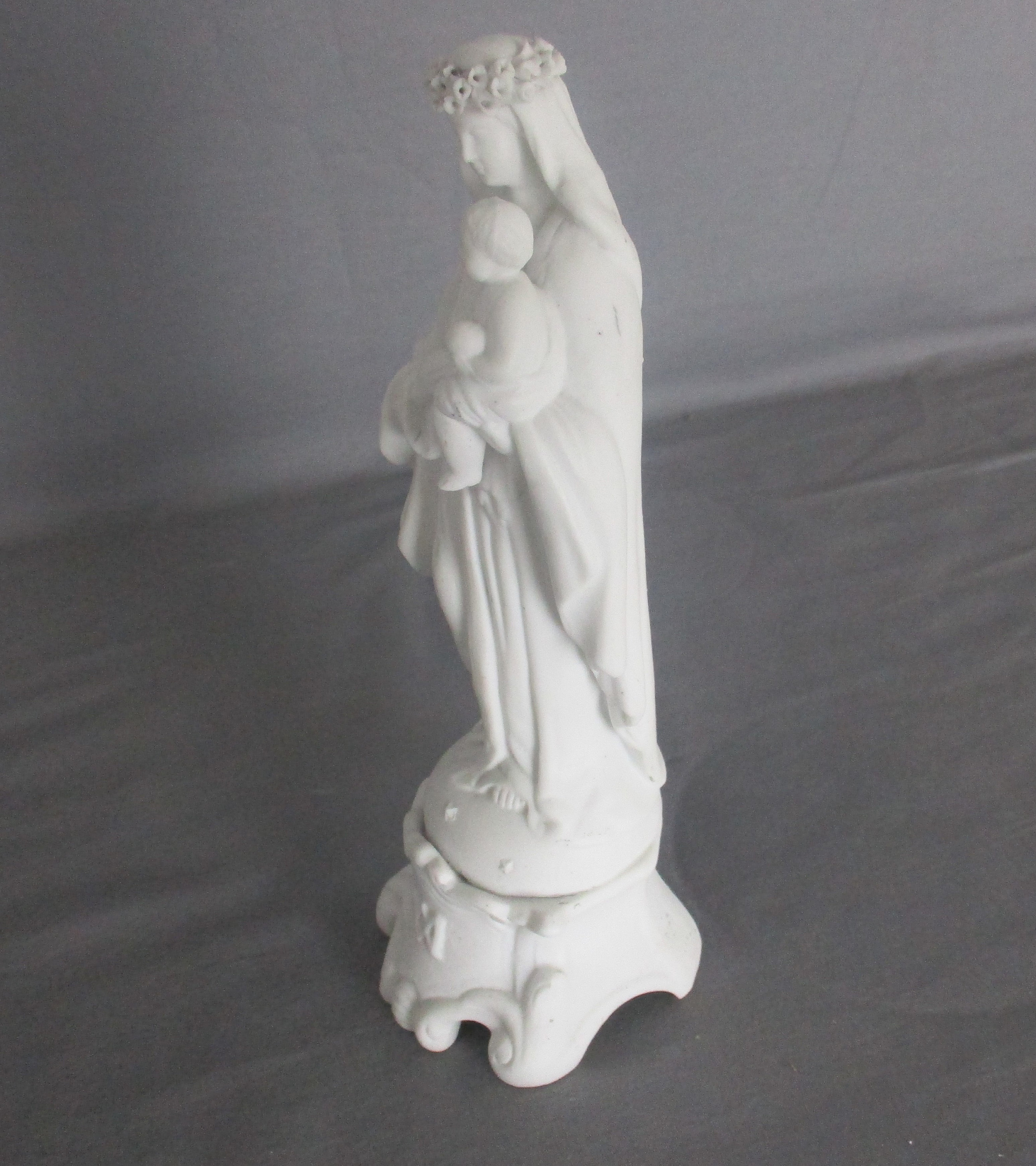 Antique Bisque Porcelain Statue Virgin Our Lady Mary Madonna With ...