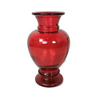 Large vintage glass red vase Urn art glass
