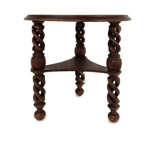 Open Barley Twist Wooden Side Display Coffee Table Pedestal Plant Stand