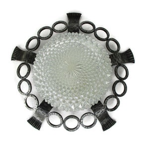 French Ceiling Lamp Fixture Plafonnière Ornate Bubbled Glass Wrought Iron Frame