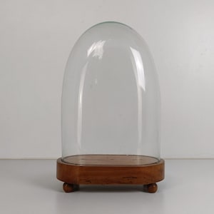 Antique Victorian Oval Hand Blown Glass Globe Dome Doll Clock 16.57&quot;H 11.69&quot;W7.28&quot;