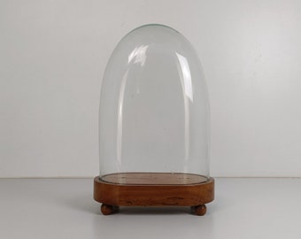 Antique Victorian Oval Hand Blown Glass Globe Dome Doll Clock 16.57"H 11.69"W7.28"