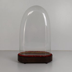 Antike viktorianische ovale mundgeblasene Glaskugel-Kuppel-Puppenuhr 20.27 &quot;H 12.79&quot; W6.14&quot;