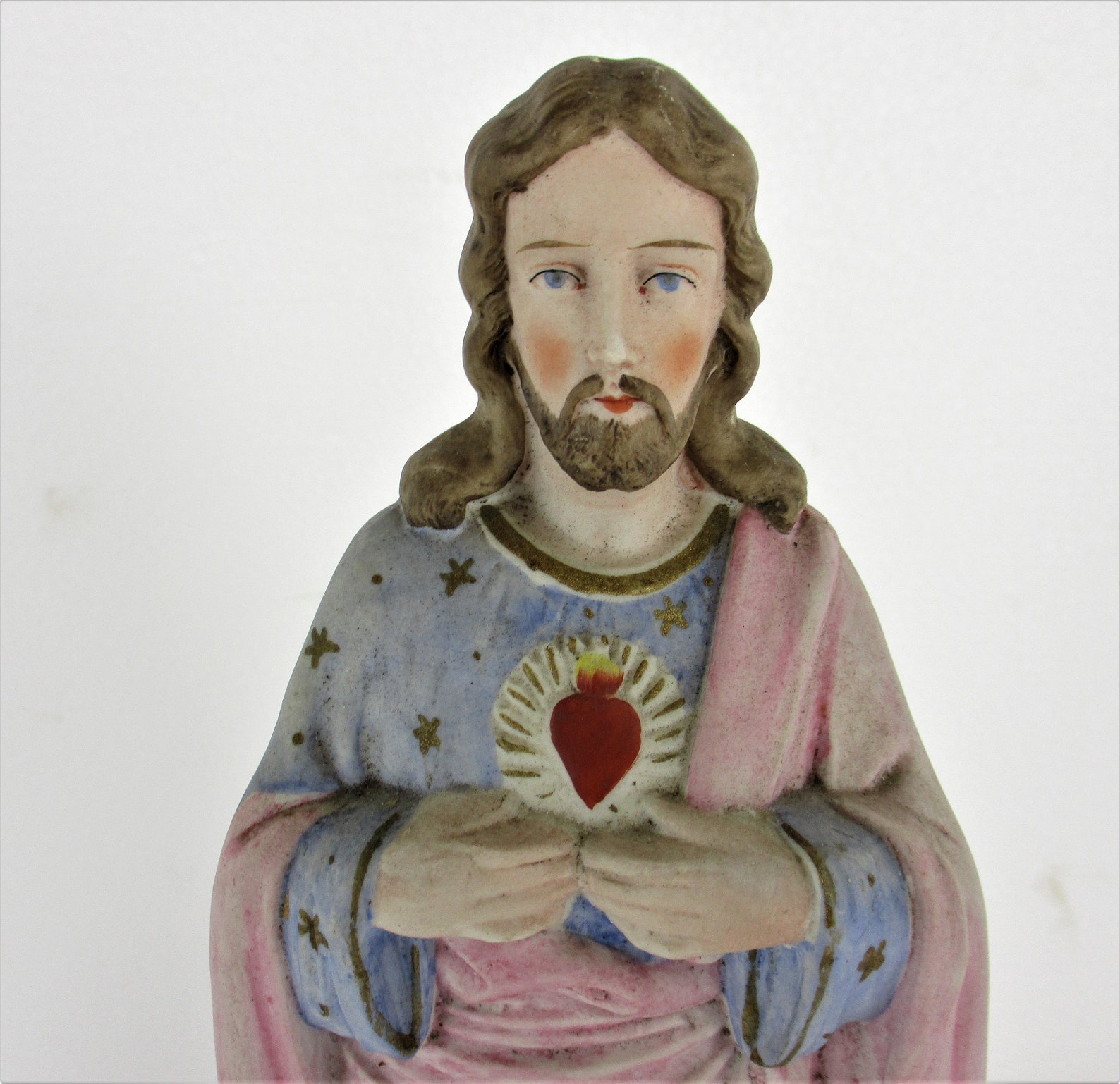 Vintage Statue Bisque Porcelain Jesus Christ Saviour Holy Etsy