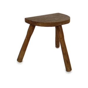 Vintage Hand Carved wood Milking Stool Pedestal Table Plant Flower Bonsai Stand Side Table Barn Country Style Funky tripod