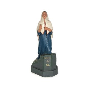 Large Statue Plaster St Bernadette Soubirous Plaster Polychrome Lourdes vintage