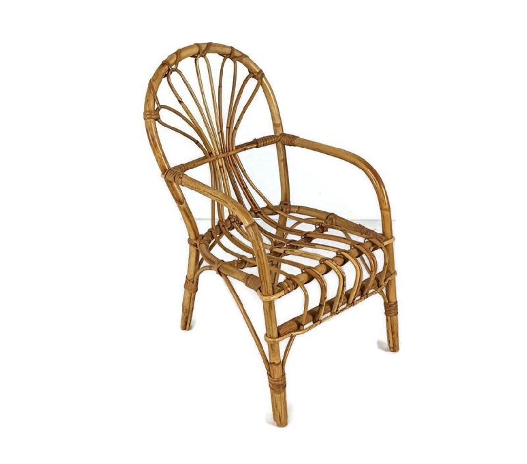 Small Child Chair Mid Century Modern Modernist Rattan Wicker Funky Rare ...
