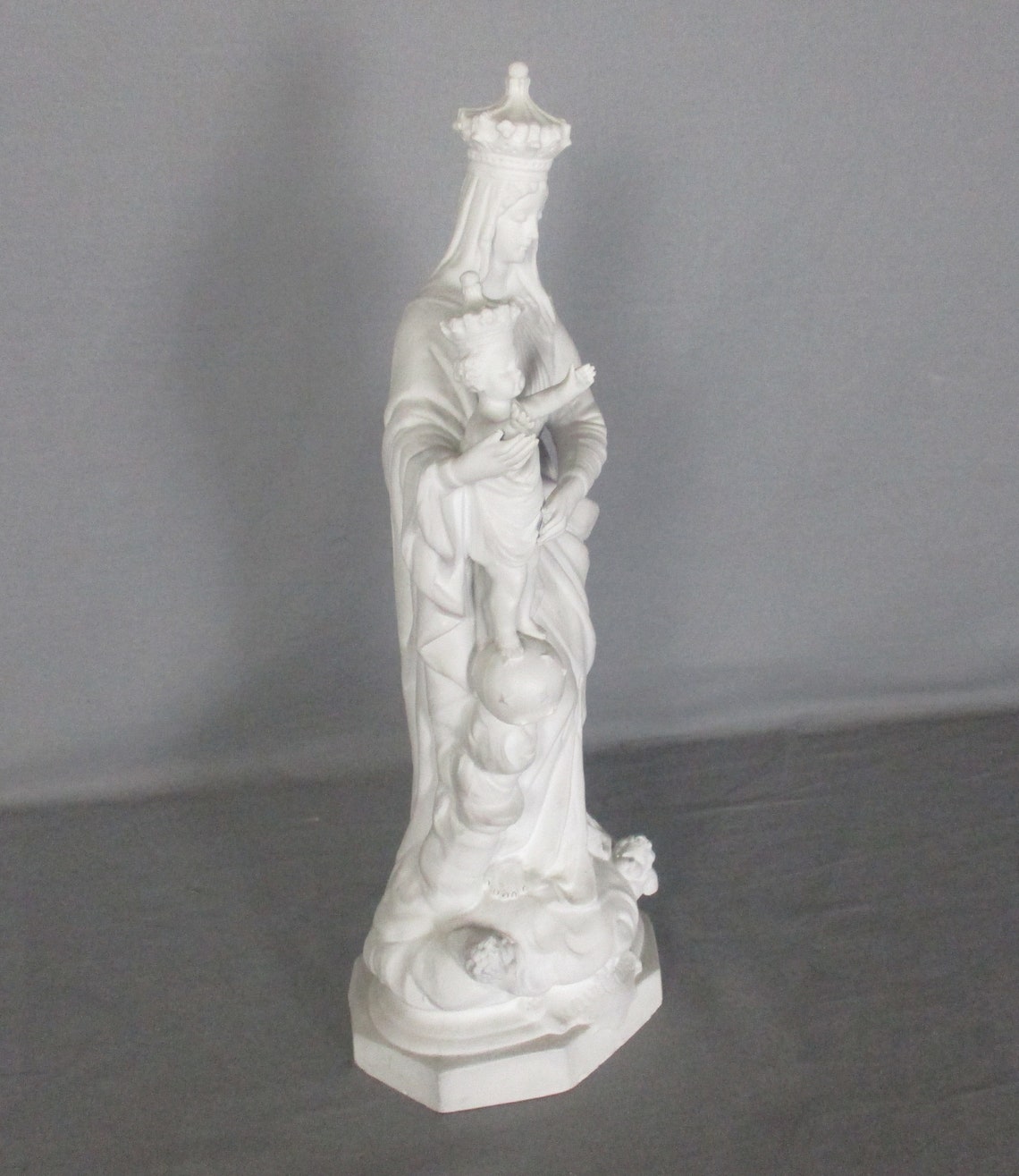 French Antique 1900 Bisque Statue Virgin Mary Our Lady Victoire Madonna ...
