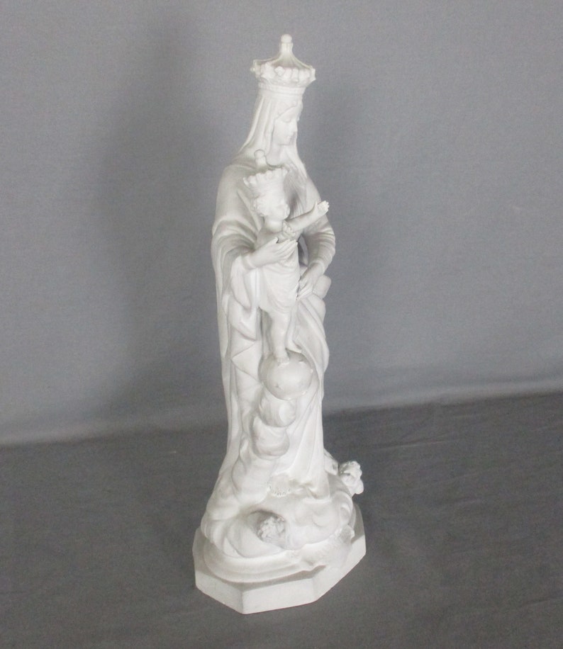 French Antique 1900 Bisque Statue Virgin Mary Our Lady Victoire Madonna ...