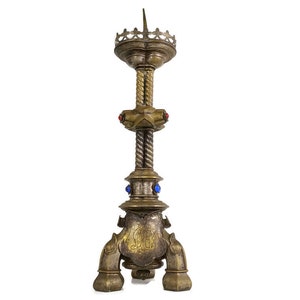 Antique brass Ornate Candle Holder Candle Stick Large  1800s  Gothic