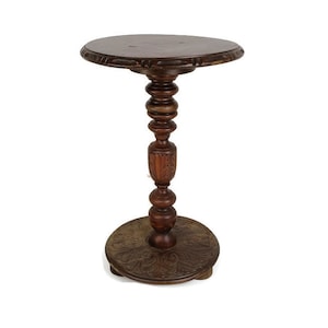 hand Carved Wooden Pedestal Plant stand bonsai stand Side table Ornate barn style vintage
