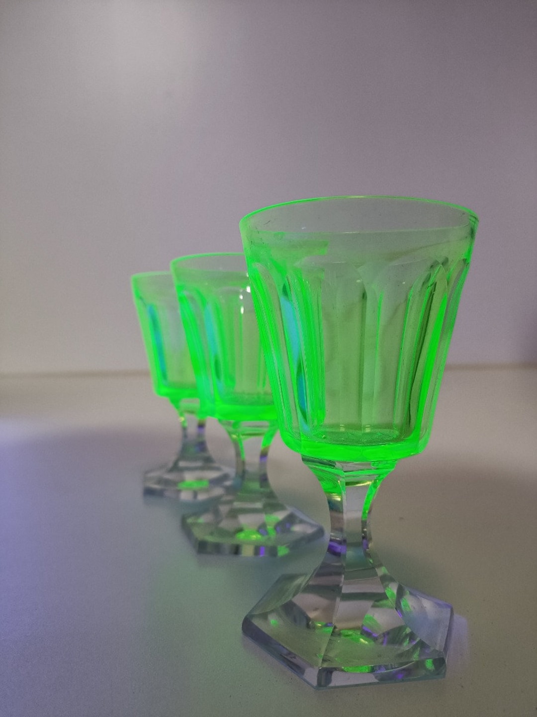 Set of 3 Uranium Green Limonade Drinking Glasses Era VSL Light up ...