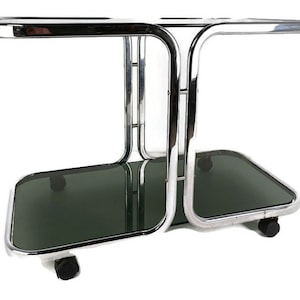 Bar Cocktail Stijlvolle theewagen Trolley Hollywood Regency keukeneiland messing gerookt glas