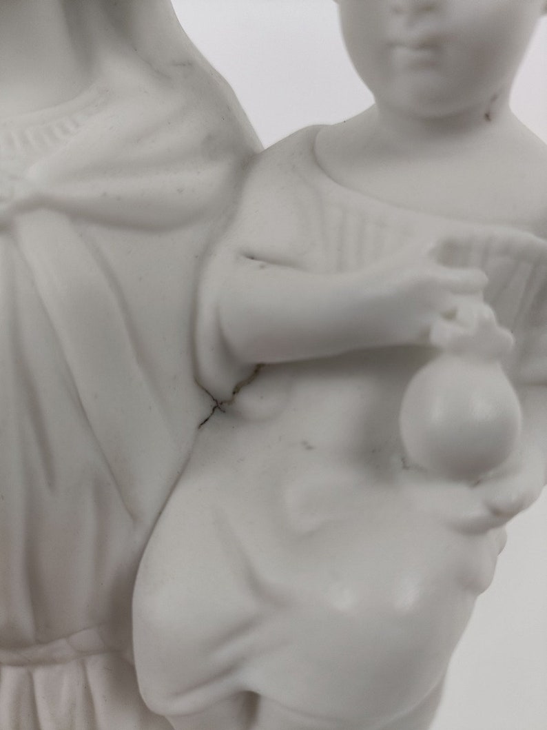 French Antique 1900 Bisque Statue Virgin Mary Our Lady Infant Jesus ...