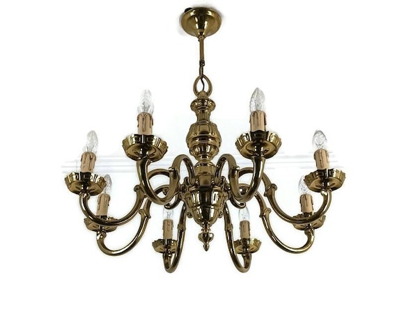 華やかなブロンズスペイン風シャンデリアヴィンテージ8灯アーム見事な