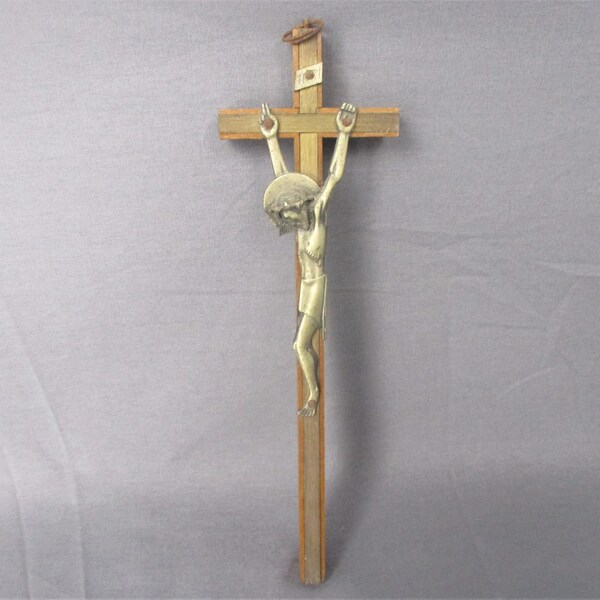 Lovely Wall hanging Crucifix Cross Modernist Brass Corpus Wooden Crucifix