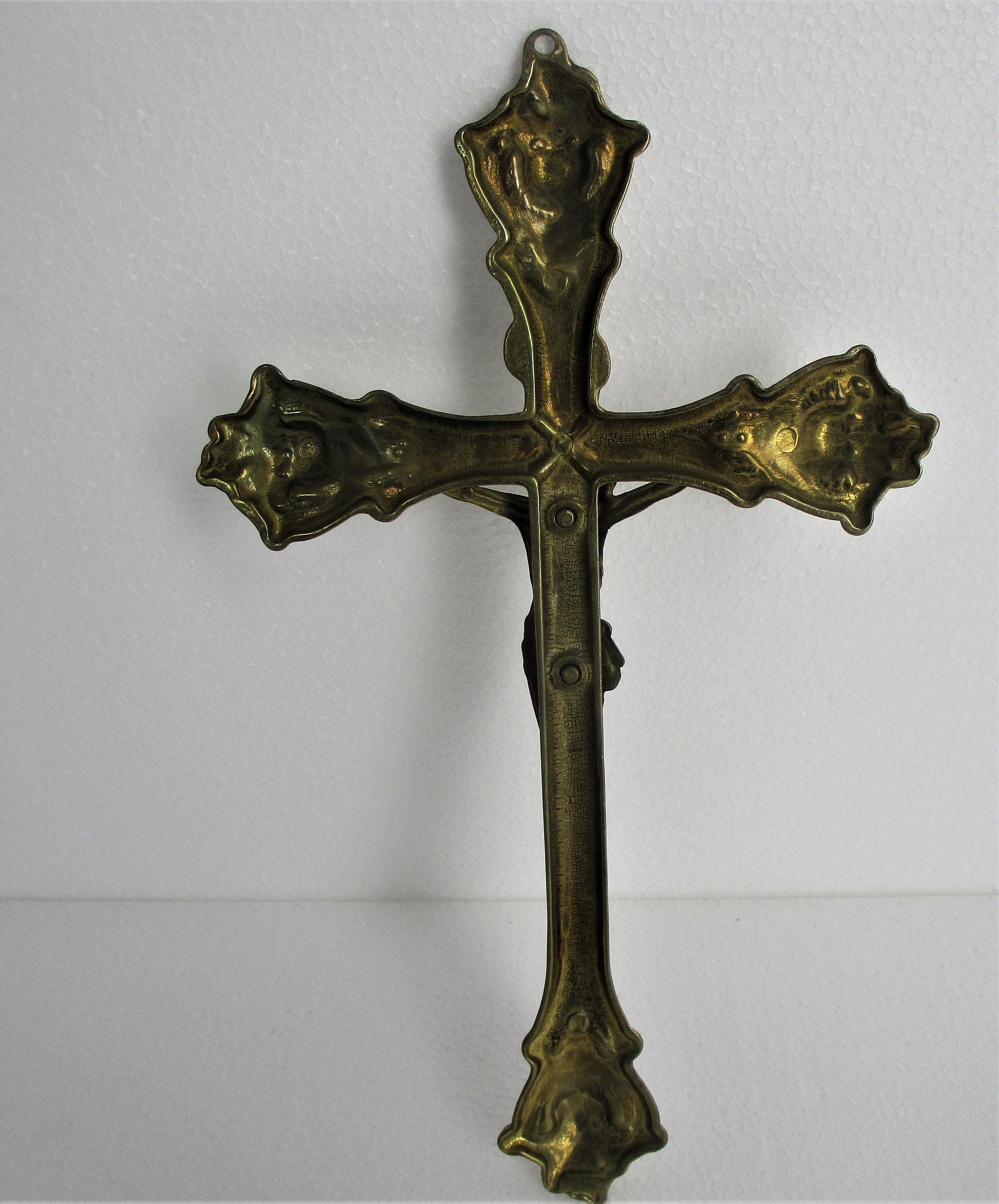 Ornate Hanging Wall Crucifix Cross Brass Jesus Christ Corpus Etsy UK