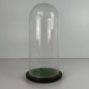 antique Round Hand Blown Glass Dome Globe Steampunk Display 19.48&quot; D 8.46&quot;