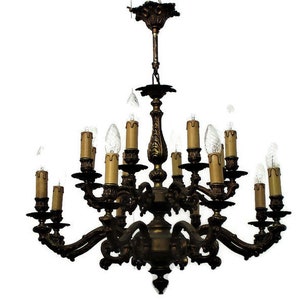 Impressive Chandelier Bronze 14! Lights Arm Ornate Hollywood Regency Gorgeous