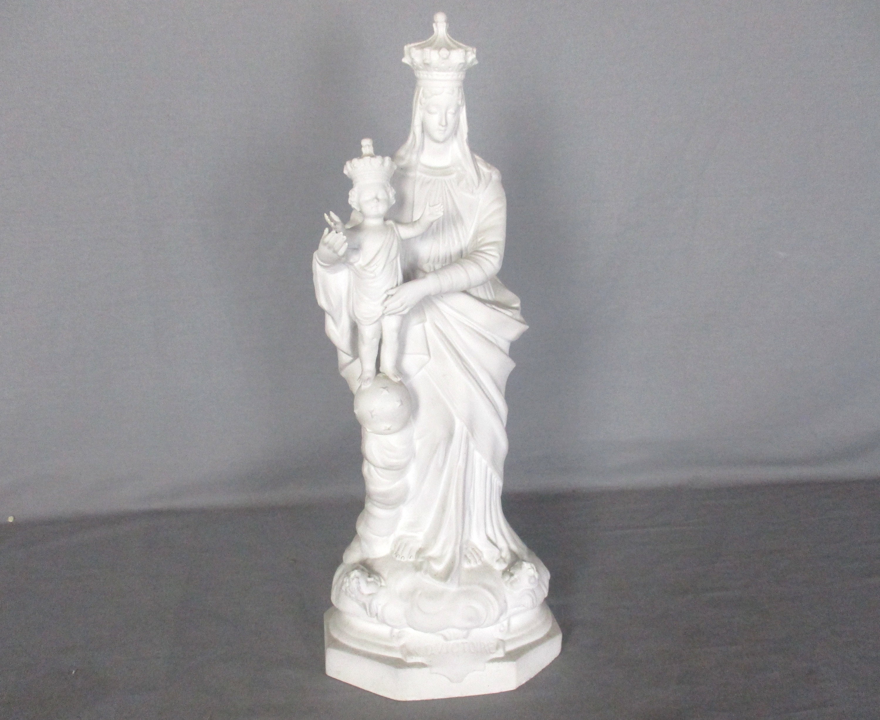 French Antique 1900 Bisque Statue Virgin Mary Our Lady Victoire Madonna ...