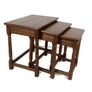 Set of 3 Mid Century Wooden Stacking Nesting Tables Side Coffee Tables 50s vintage
